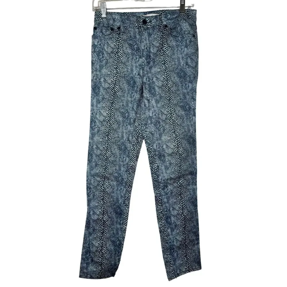 Tory Burch Snake Print Mid Rise Skinny Jeans 26